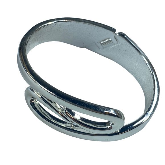 Cuff Wrap Silver Tone Bracelet Bangle Hinged Spring Adjustable Fashion Jewelry - Picture 1 of 16
